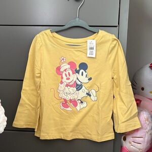 Baby Gap Disney Kids Long Sleeve Shirt - Yellow with Mickey and Minnie. 3T. BNWT